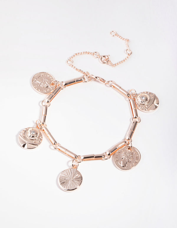 Rose Gold Plated Large Coin Bracelet