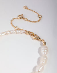 Gold Plated Freshwater Pearl Bracelet - link has visual effect only