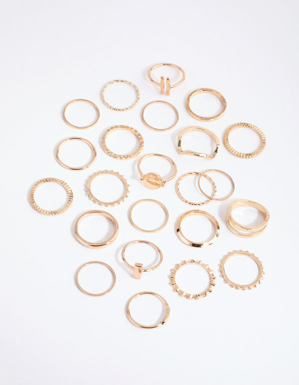 Gold Geometric Rings 24-Pack