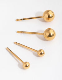 24 Carat Gold Plated Titanium Graduated Ball Stud Earrings - link has visual effect only