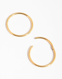 24 Carat Gold Plated Surgical Steel Fine 10mm Sleeper Earrings - link has visual effect only