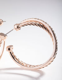 Rose Gold Double Cross Over Hoop Earrings - link has visual effect only