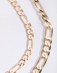 Gold Short Flat Chain 2-Row Necklace - link has visual effect only