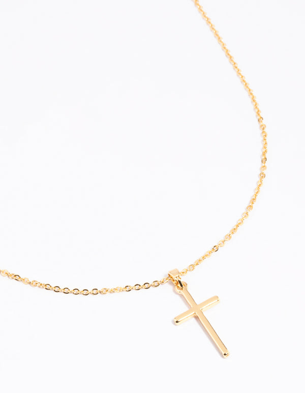 Gold Plated 45cm Cross Necklace