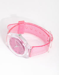 Kids Pink Glitter Silicon Strap Watch - link has visual effect only