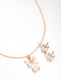 Kids Gold Bunny Necklace & Earrings Set - link has visual effect only