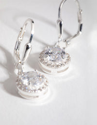 Sterling Silver Cubic Zirconia Round Halo Huggie Earrings - link has visual effect only