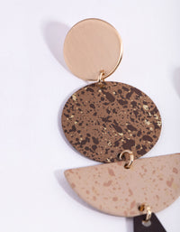 Brushed Gold Decorated Geometric Drop Earrings - link has visual effect only