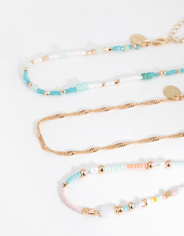 Gold Bead & Pearl Choker Pack