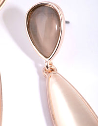 Rose Gold Long Cats Eye Drop Earrings - link has visual effect only