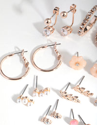 Rose Gold Flower & Pearl 16-Pack Earring - link has visual effect only