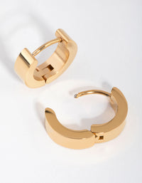 24 Carat Gold Plated Titanium Wide Huggie Earrings - link has visual effect only