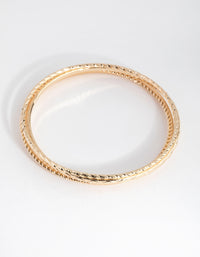 Gold Mix Texture 4-Pack Bangle Bracelets - link has visual effect only