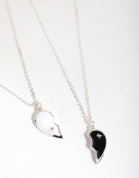 Silver Black & White Half Yin Yang Necklace Pack - link has visual effect only