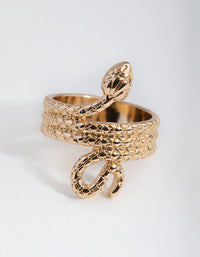 Gold Three Wrap Snake Ring - link has visual effect only