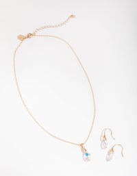 Gold Teardrop Necklace & Earrings Set - link has visual effect only