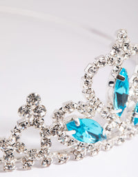 Kids Silver & Aqua Diamante Tiara Headband - link has visual effect only