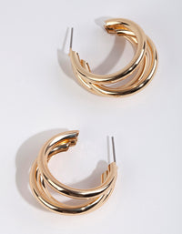 Gold Triple Loop Hoop Earrings - link has visual effect only