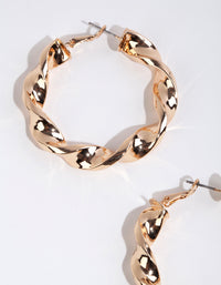 Gold Twisted Hoop Earrings - link has visual effect only