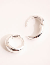 Silver Plain Chubby Huggie Earrings - link has visual effect only