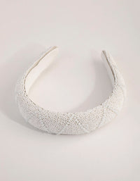 White Facet Bead Detailed Alice Band - link has visual effect only