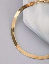 Gold Plated Sterling Silver Flat Snake Chain Bracelet - link has visual effect only