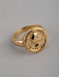 18ct Gold Plated Brass Coin Ring - link has visual effect only