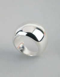 Silver Plated Brass Statement Rounded Ring - link has visual effect only