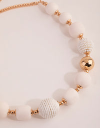 Gold Mixed Texture Beaded Short Necklace - link has visual effect only