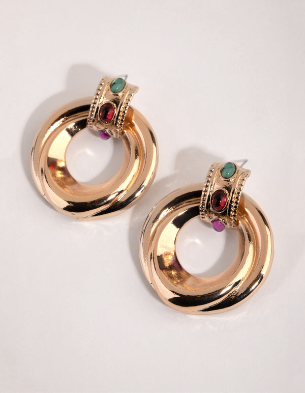 Gold Chunky Round Statement Earrings