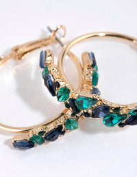 Blue & Green Cluster Diamante Hoop Earrings - link has visual effect only