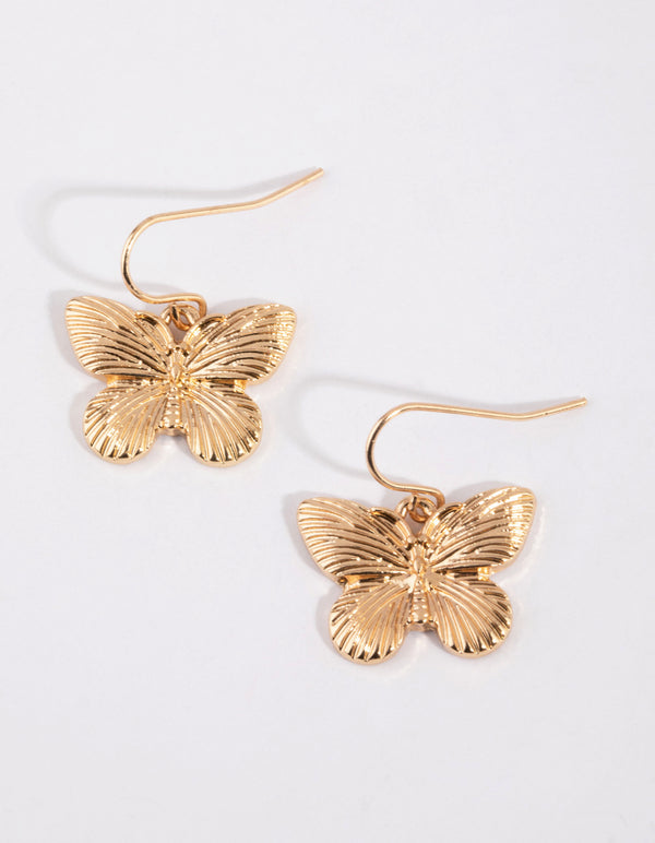 Gold Butterfly Drop Earrings