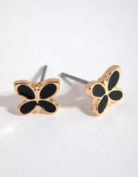 Black Butterfly Enamel Stud Earrings - link has visual effect only
