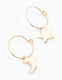 Gold Star & Moon Huggie Earrings - link has visual effect only