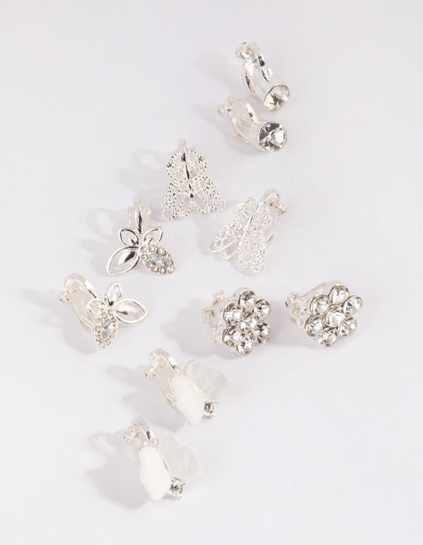 Silver Butterfly Clip-On Earring Pack