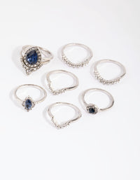 Rhodium Sapphire Mixed Ring 8-Pack - link has visual effect only