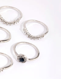 Rhodium Sapphire Mixed Ring 8-Pack - link has visual effect only