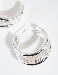 Silver Triple Loop Hoop Earrings - link has visual effect only