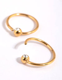 Gold Plated Surgical Steel Diamante End Hoop Earrings - link has visual effect only