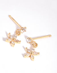 Gold Plated Surgical Steel Cubic Zirconia Flower Stud Earrings - link has visual effect only