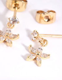 Gold Plated Surgical Steel Cubic Zirconia Flower Stud Earrings - link has visual effect only