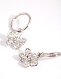 Surgical Steel Cubic Zirconia Flower Sleeper Earrings - link has visual effect only