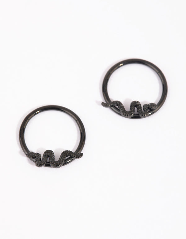 Matte Black Surgical Steel Snake Sleeper Earrings