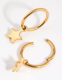 Gold Plated Surgical Steel Star Charm Sleeper Earrings - link has visual effect only