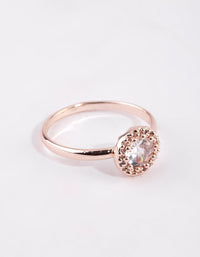 Rose Gold Cubic Zirconia Perfect Halo Ring - link has visual effect only