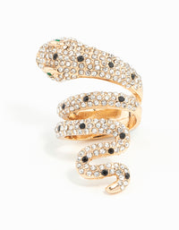 Gold Large Snake Diamante Ring - link has visual effect only