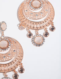 Rose Gold Disc Blush Catseye Chandbali Earrings - link has visual effect only