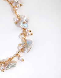 Gold Plated Freshwater Pearl Cluster Drop Necklace - link has visual effect only