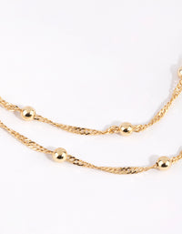 Gold Plated Ball & Twist Chain Necklace Set - link has visual effect only