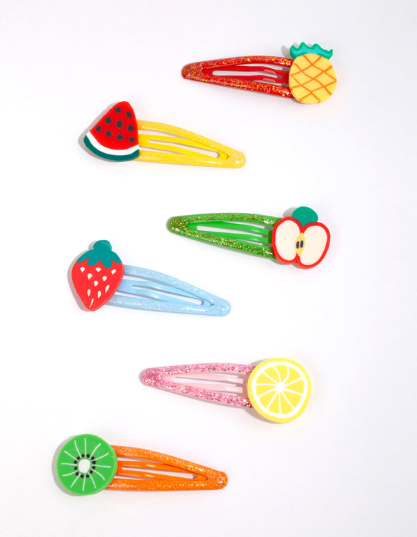 Kids Matte Multicoloured Fruit Salad Snap Clips